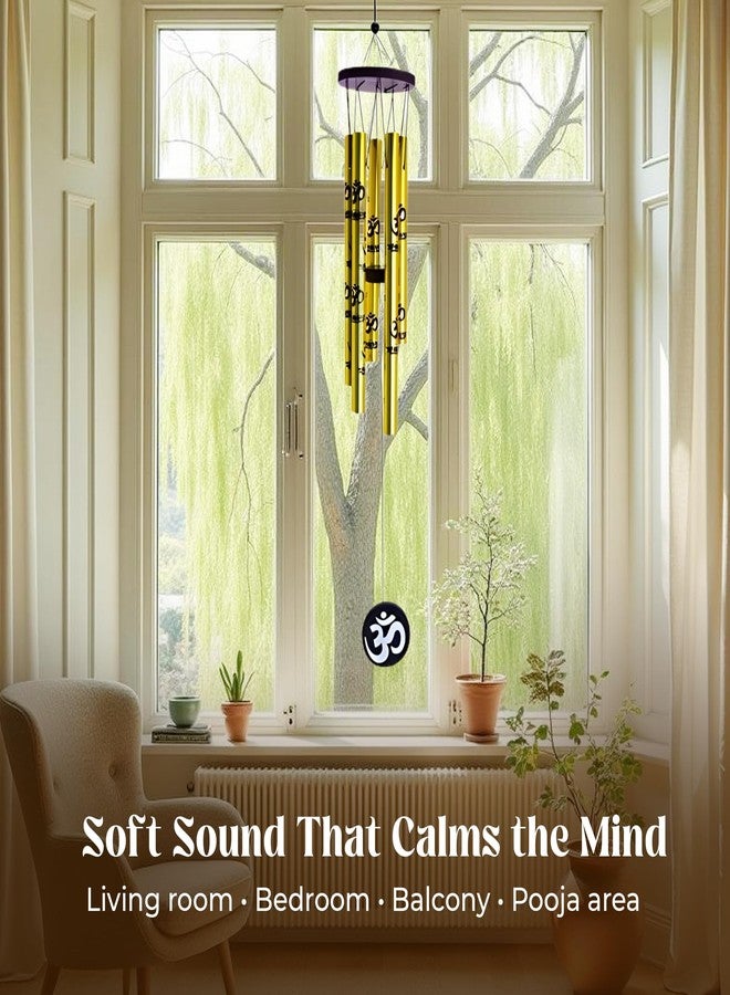 GJ Vastu, Om Golden and Hanging Wind Chime for Home, Balcony and Bedroom Positive Energy with Good Sound (Gold) 60 - cm - Image 3
